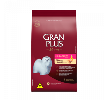 Ração Seca Gran Plus Menu Frango e Arroz para Cães Adultos de Raças Mini e Pequenas - 10,1Kg