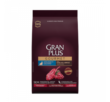 Ração Seca Gran Plus Gourmet Ovelha e Arroz para Gatos Castrados - 10,1Kg