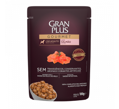 Ração Úmida Sachê Gran Plus Gourmet Salmão para Cães Adultos - 100g