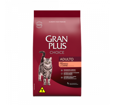 Ração Seca Gran Plus Choice Frango e Carne para Gatos Adultos - 10,1kg