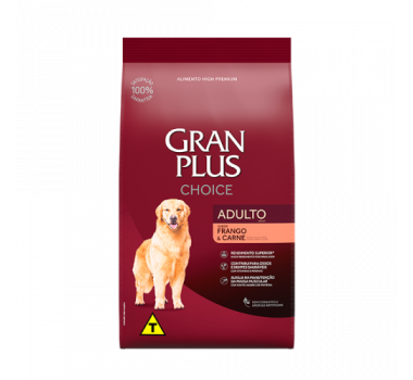 Ração Seca Gran Plus Choice Frango e Carne para Cães Adultos - 10,1kg