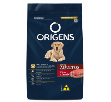 Ração Seca Origens para Cães Adultos Sabor Carne e Cereais - 15kg