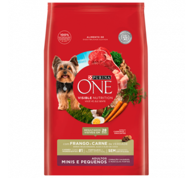 Ração Seca Purina One Frango e Carne para Cães Adultos Minis e Pequenos - 700g