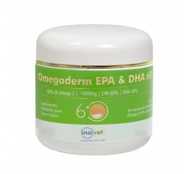 Suplemento Omegaderm 60% 1000mg EPA&DHA Inovet para Cães e Gatos - 30 cápsulas