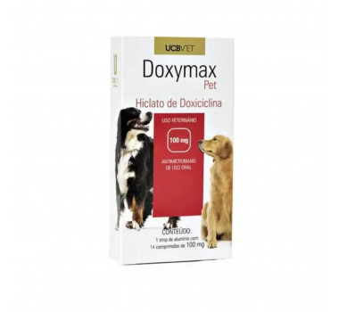 Antibiótico Doxymax Pet 100mg UCBVET para Cães - 14 comprimidos