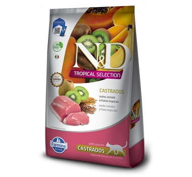 Ração Seca N&D Tropical Selection Suíno Farmina para Gatos Adultos Castrados - 7kg