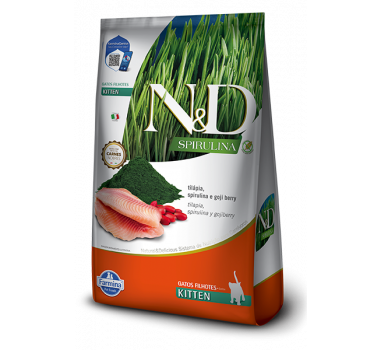 Ração Seca N&D Spirulina Kitten Tilápia Farmina para Gatos Filhotes - 1,5Kg