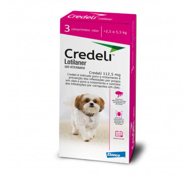 Antipulgas e Carrapatos Credeli 112,5mg Elanco para Cães 2,5Kg a 5,5Kg - 3 Unidades