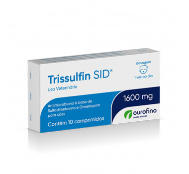 Antimicrobiano Trissulfin Sid 1600mg Ourofino para Cães e Gatos - 10 comprimidos