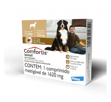 Antipulgas Comfortis Spinosad 1620mg Elanco para Cães 27Kg a 54Kg - 1 Comprimido