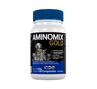Suplemento Mineral Vitamínico Aminomix Gold Vetnil para Cães e Gatos - 120 Comprimidos