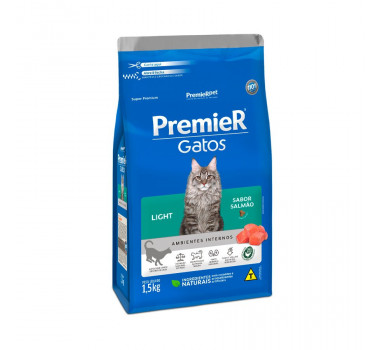 Ração Seca Premier Light para Gatos Adultos Salmão - 1,5kg