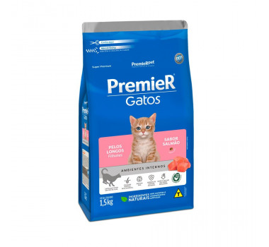 Ração Seca Premier para Gatos Pelos Longos Filhotes Salmão - 1,5kg