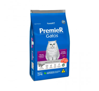 Ração Seca Premier para Gatos Pelos Longos Adultos Salmão - 7,5kg