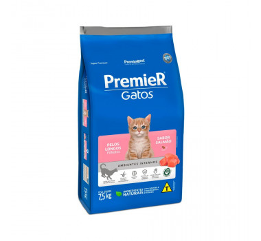 Ração Seca Premier para Gatos Pelos Longos Filhotes Salmão - 7,5kg