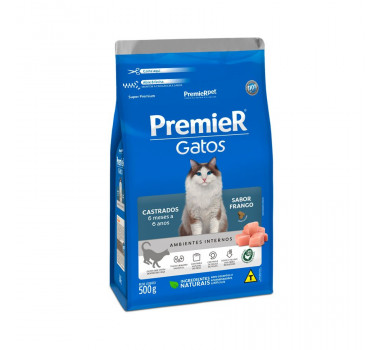 Ração Seca Premier para Gatos Castrados 6 meses a 6 anos Frango - 500g