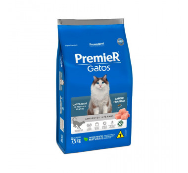 Ração Seca Premier para Gatos Castrados 6 meses a 6 anos Frango - 7,5kg