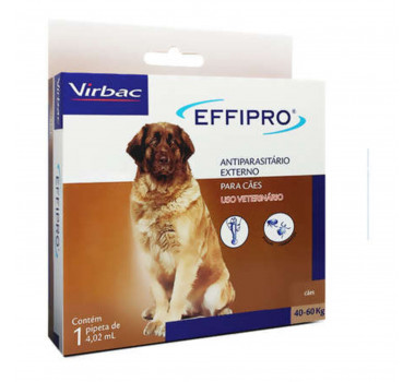Antipulgas e Carrapatos Effipro Virbac para Cães de 40Kg a 60Kg - 1 Pipeta