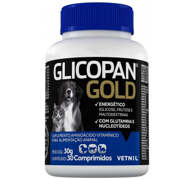 Suplemento Glicopan Gold Vetnil para Cães e Gatos - 30 comprimidos