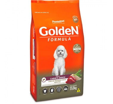 Ração Seca Golden Fórmula Carne e Arroz para Cães Adultos Porte Pequeno - 15Kg