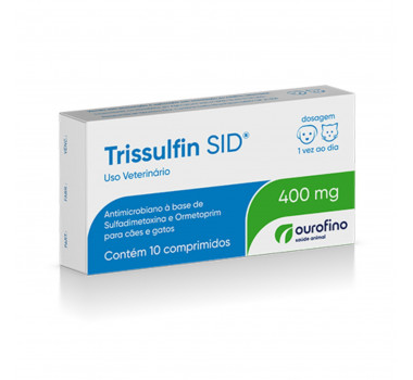 Antimicrobiano Trissulfin Sid 400mg Ourofino para Cães e Gatos - 10 comprimidos