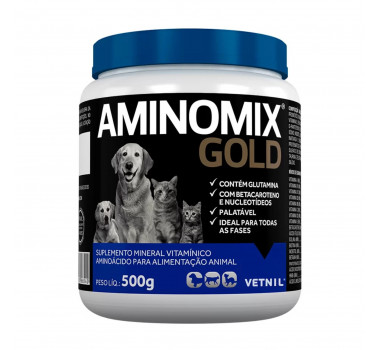 Suplemento Mineral Vitamínico Aminomix Gold Vetnil para Cães e Gatos - 500g