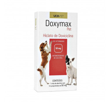 Antibiótico Doxymax Pet 50mg UCBVET para Cães - 14 comprimidos