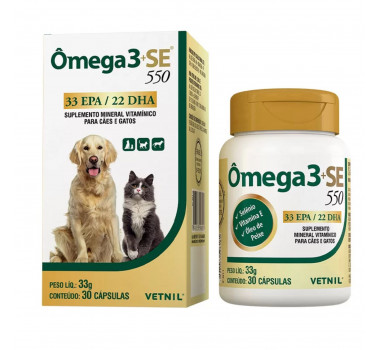 Suplemento Vitamínio Mineral Omega 3 +SE 550 Vetnil para Cães e Gatos - 30 comprimidos
