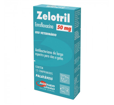 Antimicrobiano Zelotril 50mg Agener União para Cães e Gatos - 12 comprimidos
