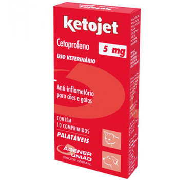 Anti-inflamatório Ketojet Cetoprofeno 20mg Agener União para Cães e Gatos - 10 comprimidos