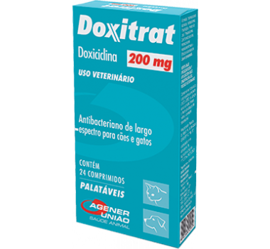 Antibiótico Doxitrat 200mg Agener União para Cães e Gatos - 24 comprimidos