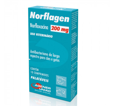 Antibacteriano Norflagen 200mg Agener União para Cães e Gatos - 10 Comprimidos