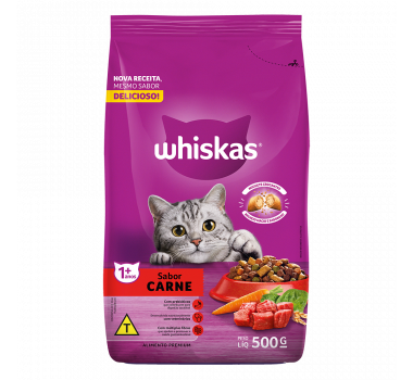 Ração Seca Whiskas Carne para Gatos Adultos - 500g