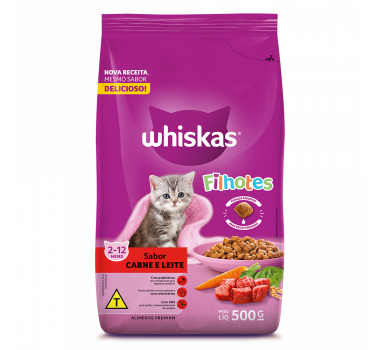 Ração Seca Whiskas Carne e Leite para Gatos Filhotes - 500g