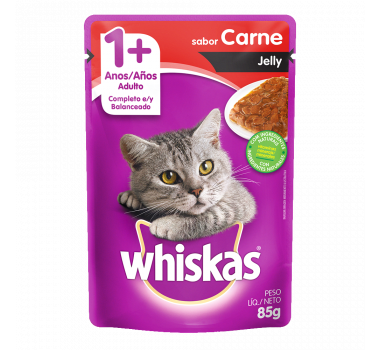 Ração Úmida Sachê Whiskas Carne Jelly para Gatos Adultos - 85g
