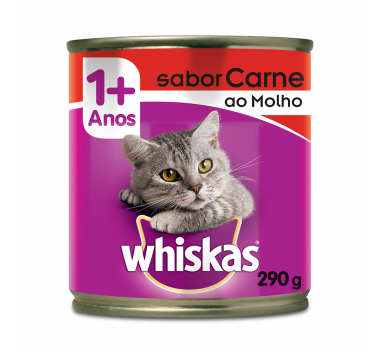 Ração Úmida Lata Whiskas Carne ao Molho para Gatos Adultos - 290g