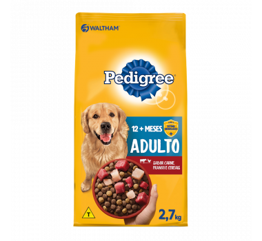 Ração Seca Pedigree Carne, Frango e Cereais para Cães Adultos - 2,7Kg