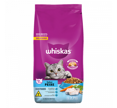Ração Seca Whiskas Peixe para Gatos Adultos Castrados - 2,7kg