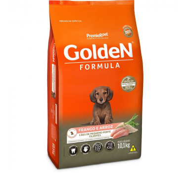 Ração Seca Golden Fórmula Frango e Arroz para Cães Filhotes Porte Pequeno - 10,1Kg