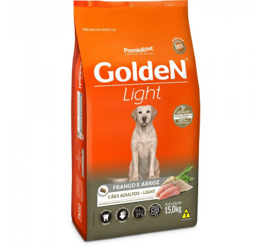 Ração Seca Golden Light para Cães Adultos Frango e Arroz - 15Kg