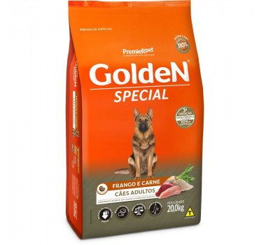 Ração Seca Golden Special Carne e Frango para Cães Adultos - 20Kg