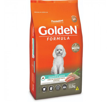 Ração Seca Golden Fórmula Frango e Arroz para Cães Adultos Porte Pequeno - 15Kg