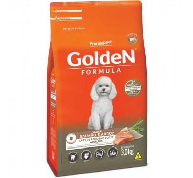 Ração Seca Golden Fórmula Salmão e Arroz para Cães Adultos Porte Pequeno - 3Kg