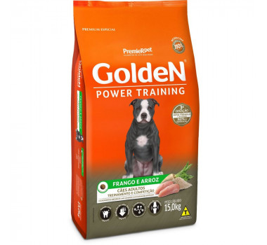 Ração Seca Golden Power Training Frango e Arroz para Cães Adultos - 15Kg