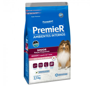 Ração Seca Premier Ambientes Internos Sênior +7 Raças Pequenas - 2,5Kg
