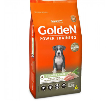 Ração Seca Golden Power Training Frango e Arroz para Cães Filhotes - 15Kg