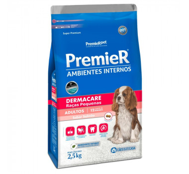 Ração Seca Premier Ambientes Internos Dermacare Salmão para Cães Adultos - 2,5Kg