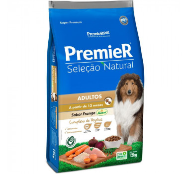 Ração Seca Premier Seleção Natural Frango para Cães Adultos - 12Kg