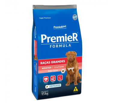 Ração Seca Premier Formula Carne para Cães Adultos Porte Grande e Gigante - 15Kg