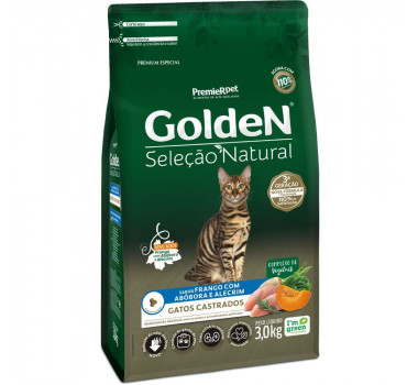 Ração Seca Golden Seleção Natural para Gatos Castrados Frango com Abóbora & Alecrim - 3Kg